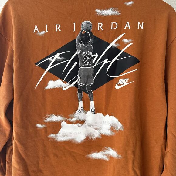 Air Jordan Flights Essentials Long Sleeve Camel Orange Brown Size Medium - Picture 6 of 10
